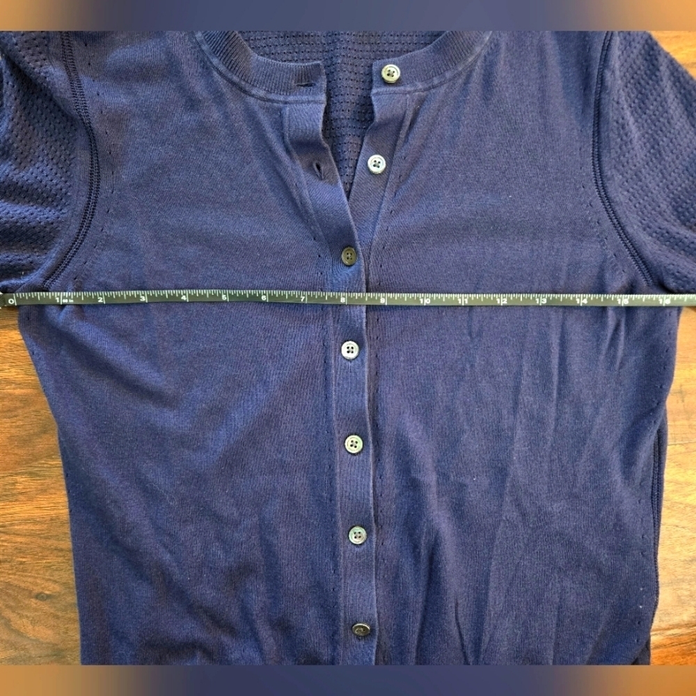 Banana Republic Small Navy Blue Silk Cotton Blend Button Up Cardigan - Picture 4 of 12